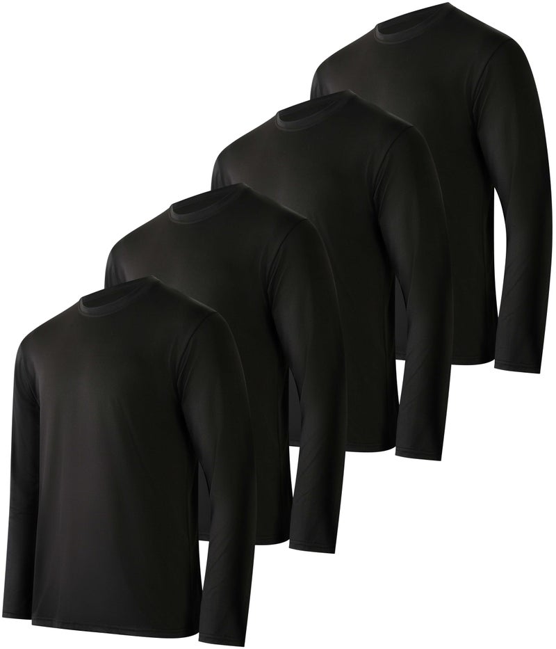 REALESSENTIALS Real Essentials 4 Pack: Mens Long Sleeve Dry Fit T Shirts Hiking Fishing Workout Gym Work Sun UPF 50 Wicking Running Tee, Set 8, Large - Image 1